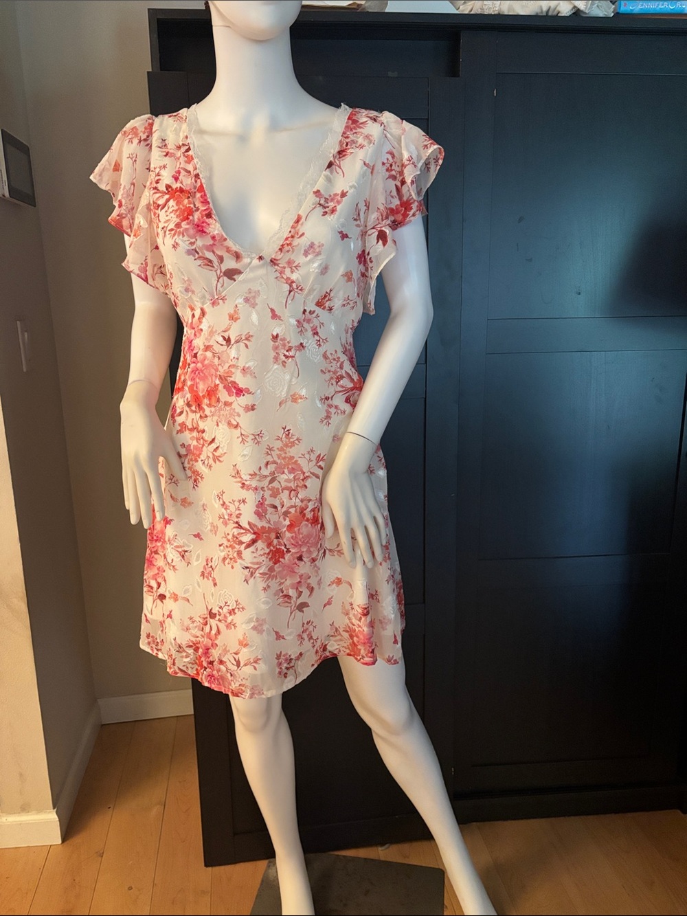 Anthropologie tie back flutter sleeve mini dress